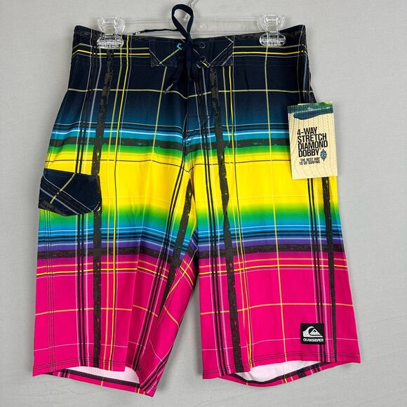 Quiksilver Men’s 30 Cypher Wonderland Board Shorts Stretch Cargo Plaid - Picture 1 of 11